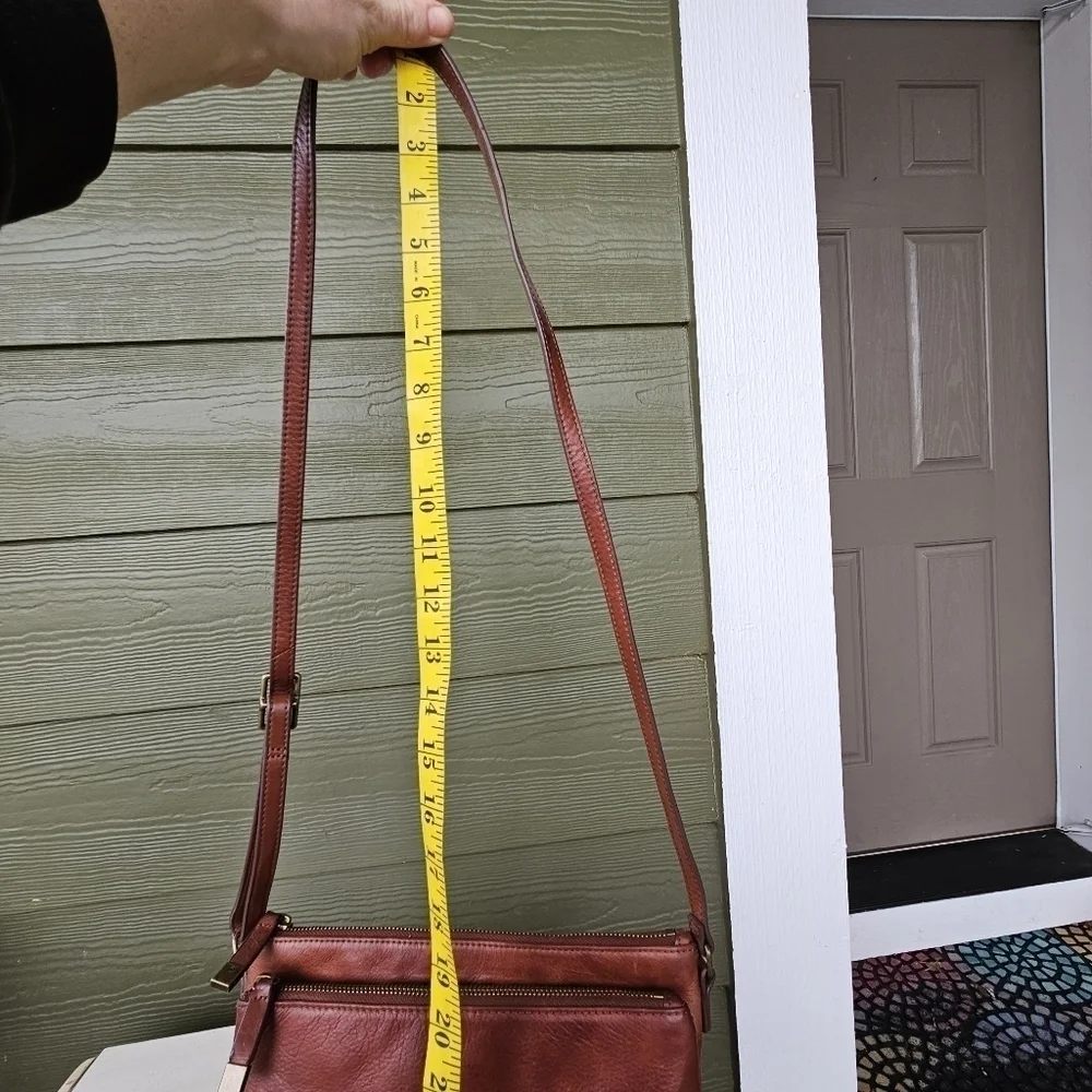 Margot Lorna Cognac Soft Brown Leather Crossbody Purse Zip Top Hobo Bag Satchel